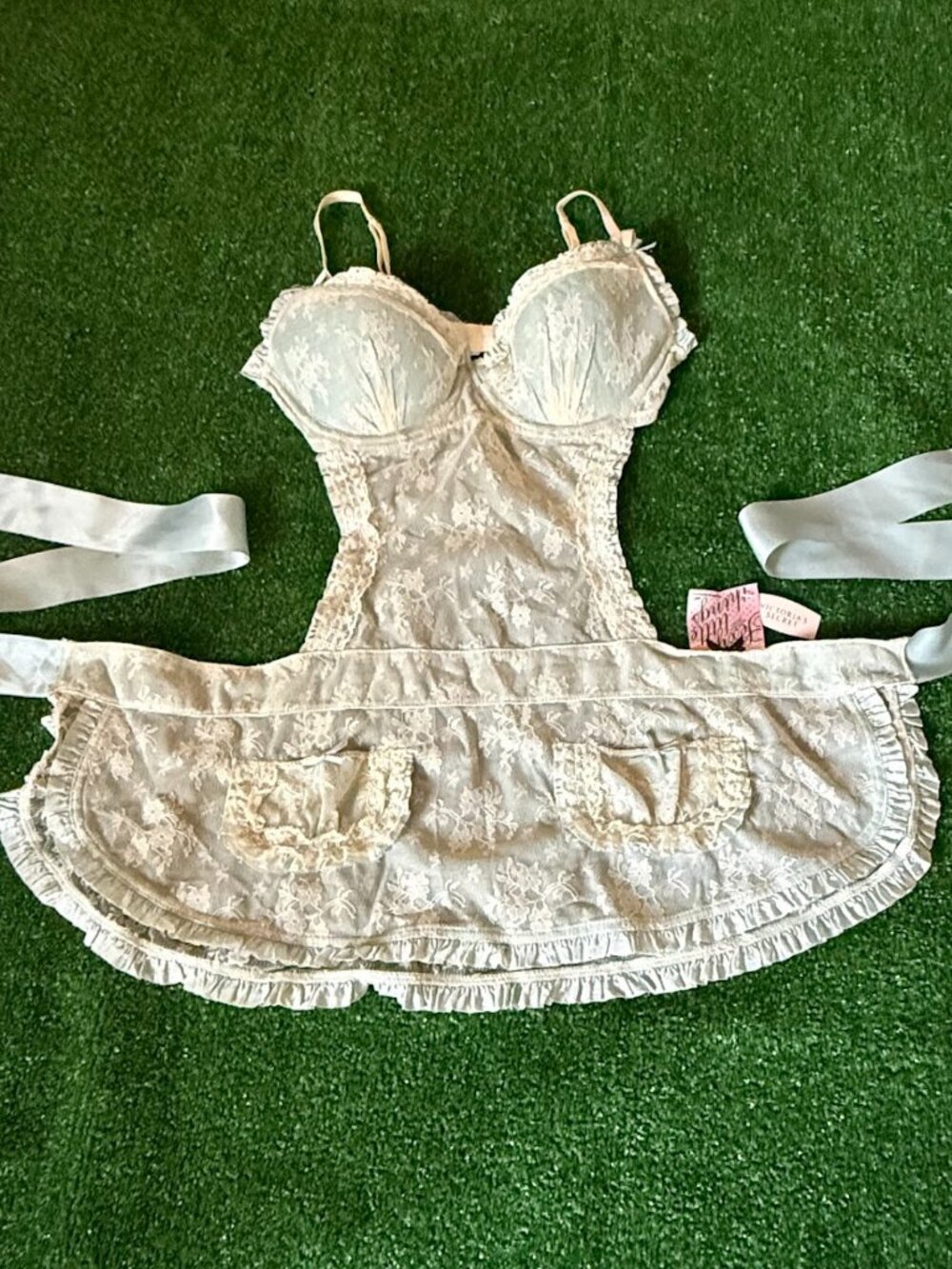 Victoria’s Secret Sexy Little Things French Maid Y2K Babydoll Apron Bra 34C NWT